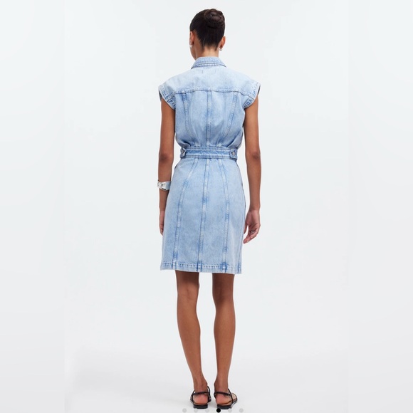 Madewell Denim Cap-Sleeve Shirtdress in Aquino Wash Size 4 Button-Down - Picture 12 of 12